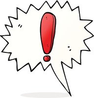 cartoon exclamation mark with speech bubble